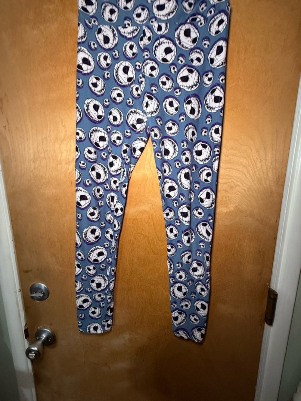 Blue Leggings with Jack Skellington Pattern